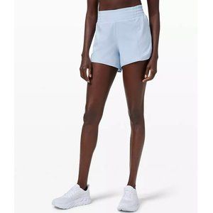 Hotty Hot High-Rise Lined Short 4" Tall Blue Linen